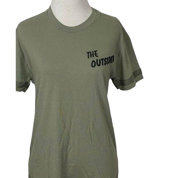 Free People X Sandrine Rose The Vintage Crew Olive Drab The Outsider TShirt Sz M - Picture 11 of 14